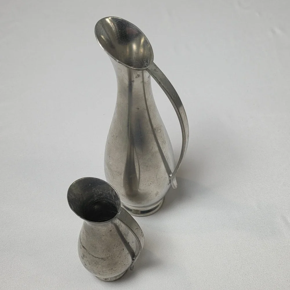 Royal Holland Pewter Daalderop Pitcher &‎ Creamer Set Mid Century Modern Holland
